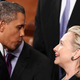 President Barack Obama greets then-Secretary of State Hillary Rodham Clinton at his State of the Union address on Jan. 24, 2012, in Washington, D.C.
Win McNamee/Getty Images